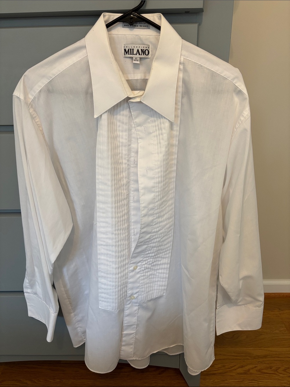 Milano White Pleated Front Formal Dress Shirt - 17 32/33